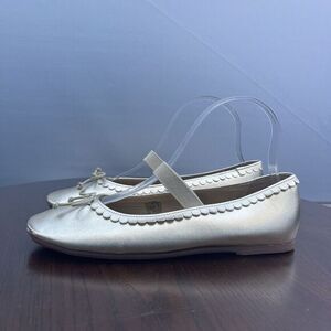 MiniBoden Ballet Flat Shoes Girls 5.5 / 38 Gold Leather Comfort Slip‎ On C1490